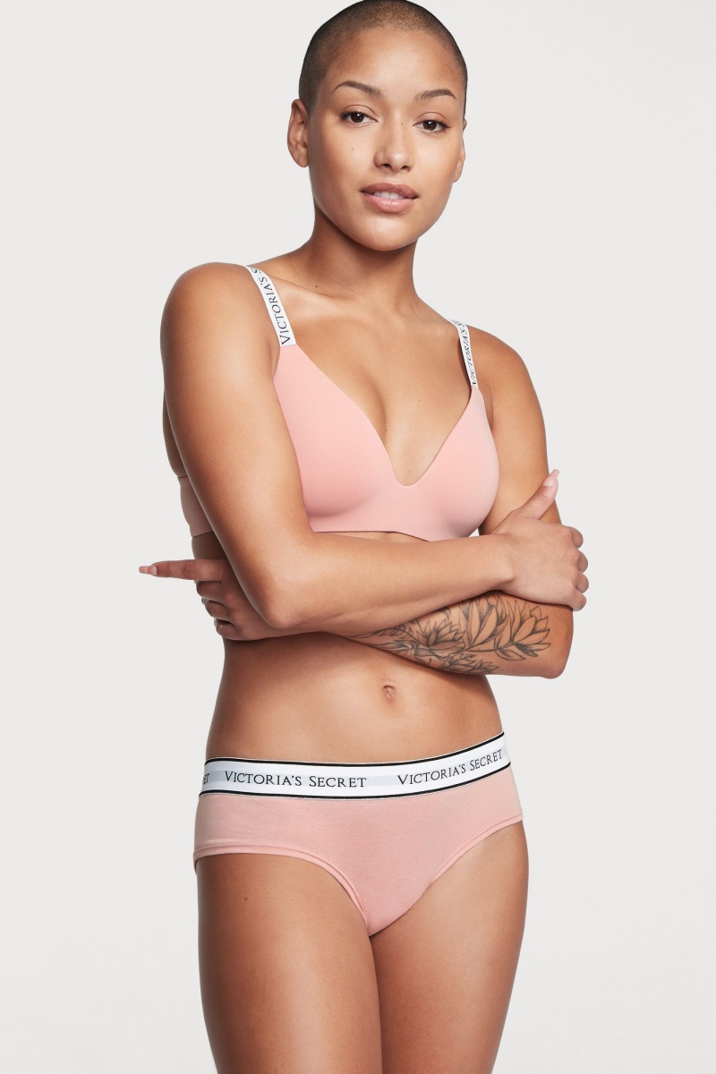 Victoria's Secret Stretch Katoenen Logo Knickers Roze Roze | 87264-GYNR