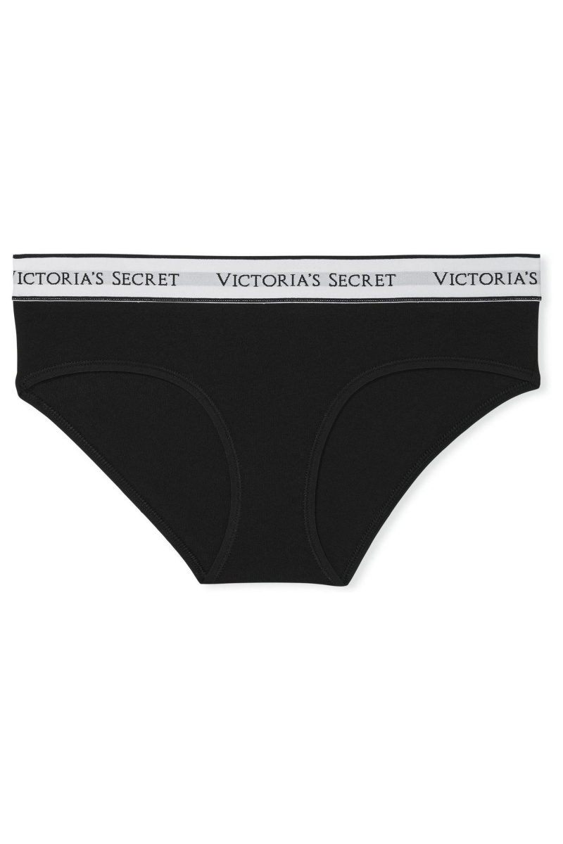 Victoria's Secret Stretch Katoenen Logo Knickers Zwart | 92405-ZYRJ