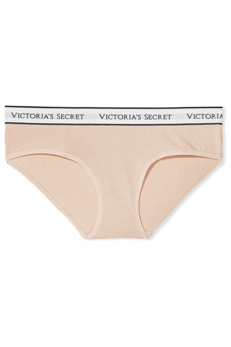 Victoria's Secret Stretch Katoenen Logo Knickers Champagne Nude | 07361-IJCA