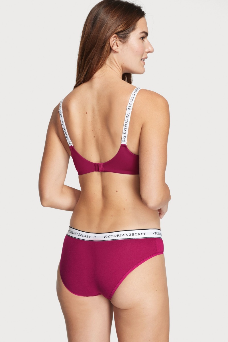 Victoria's Secret Stretch Katoenen Logo Knickers Rood | 25638-TSMF