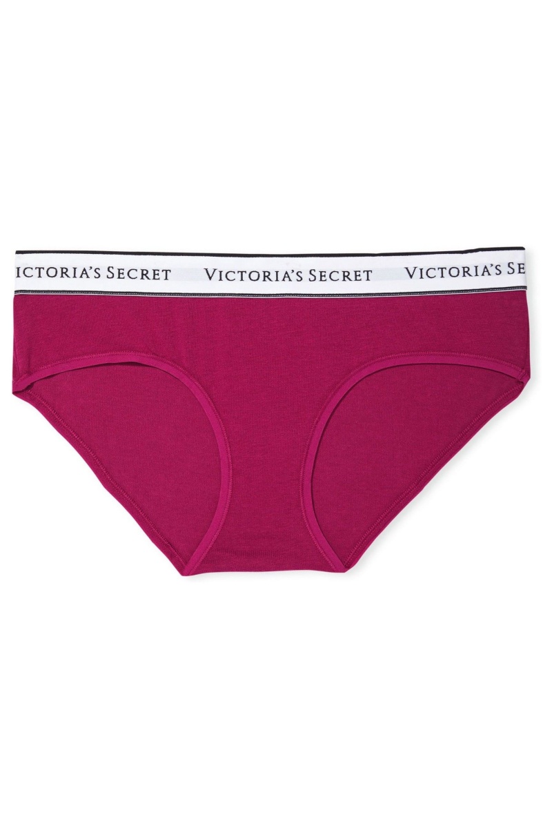 Victoria's Secret Stretch Katoenen Logo Knickers Rood | 25638-TSMF