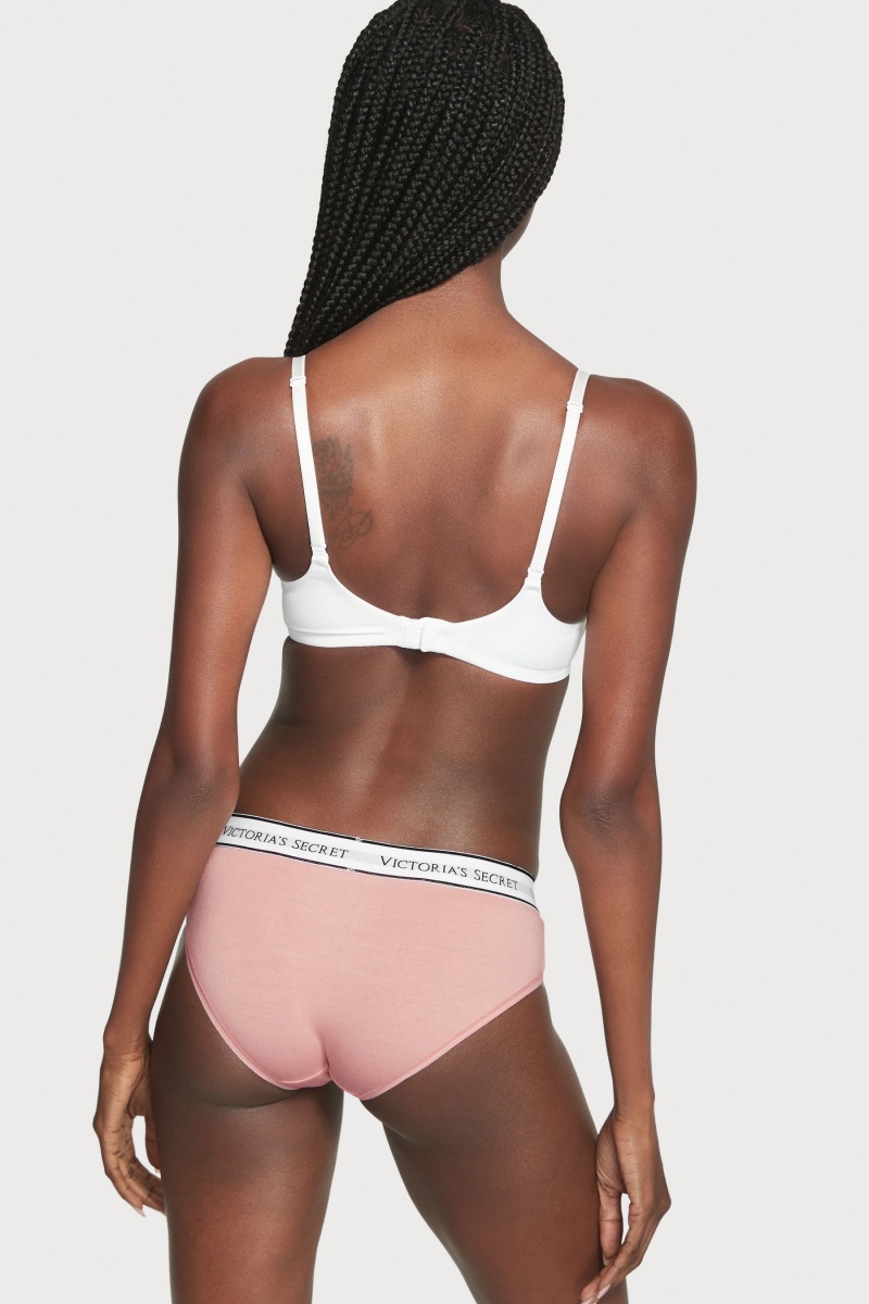 Victoria's Secret Stretch Katoenen Logo Knickers Roze Roze | 75268-XAQJ