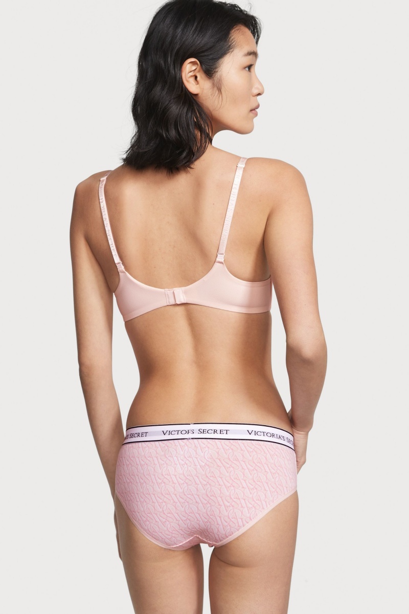 Victoria's Secret Stretch Katoenen Logo Knickers Roze | 29783-AWPE