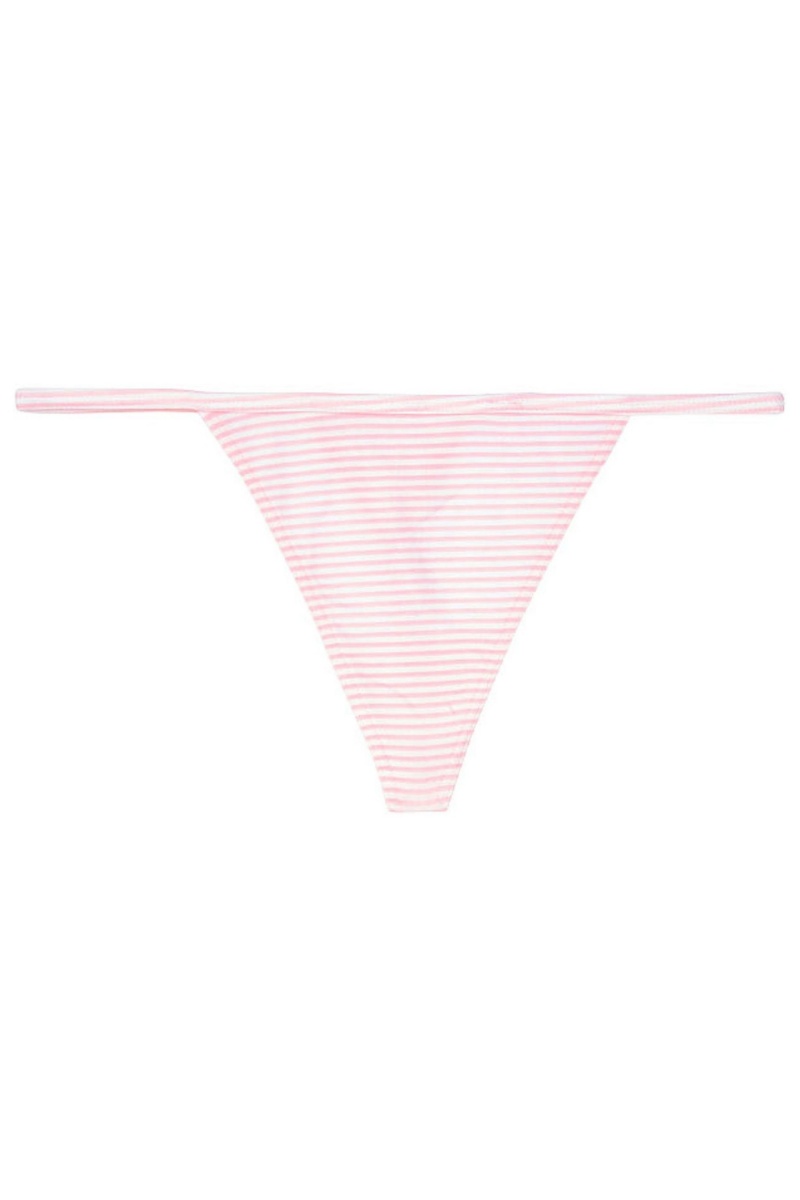 Victoria's Secret Stretch Katoenen No Show String Knickers Candy/White Mini Stripe | 47506-ARXG