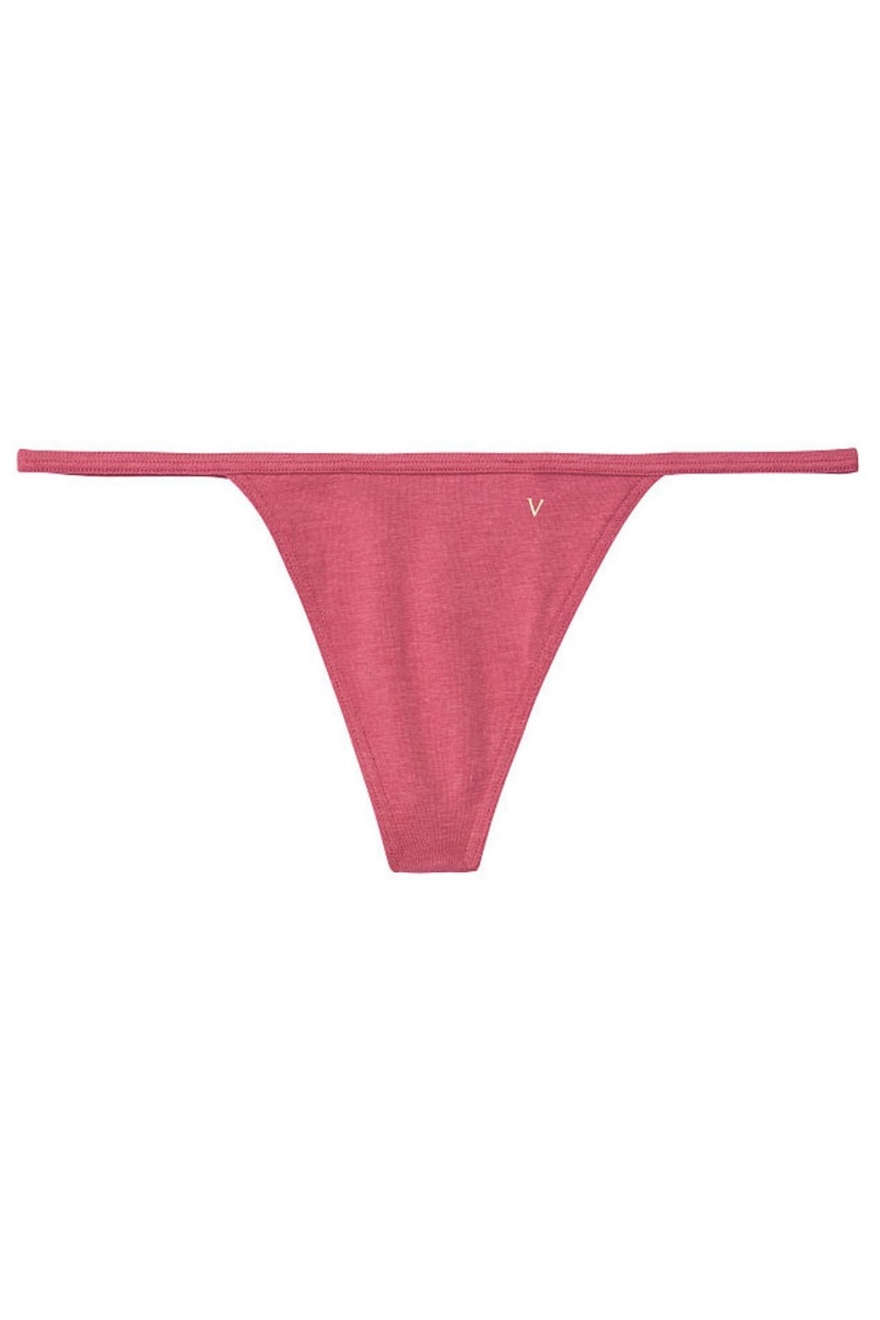 Victoria's Secret Stretch Katoenen No Show String Knickers Candy/White Mini Stripe | 68071-VZJM