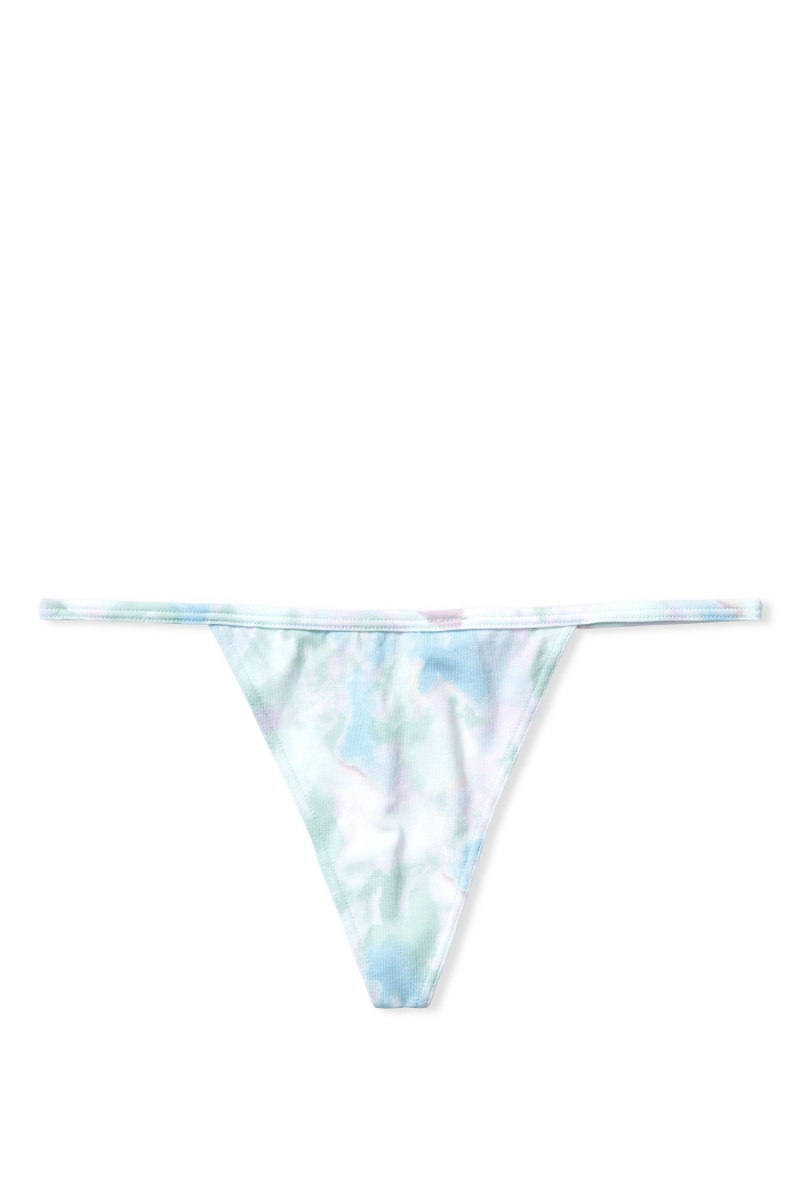 Victoria's Secret Stretch Katoenen No Show String Knickers Candy/White Mini Stripe | 26975-KXJR