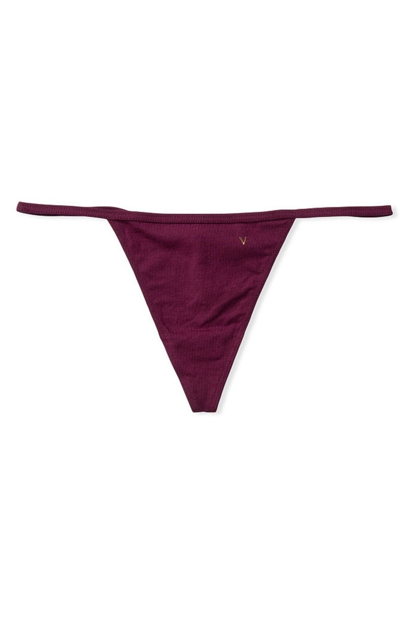 Victoria's Secret Stretch Katoenen Stretch Katoenen G String Knickers Bordeaux Paars | 39128-AGNM