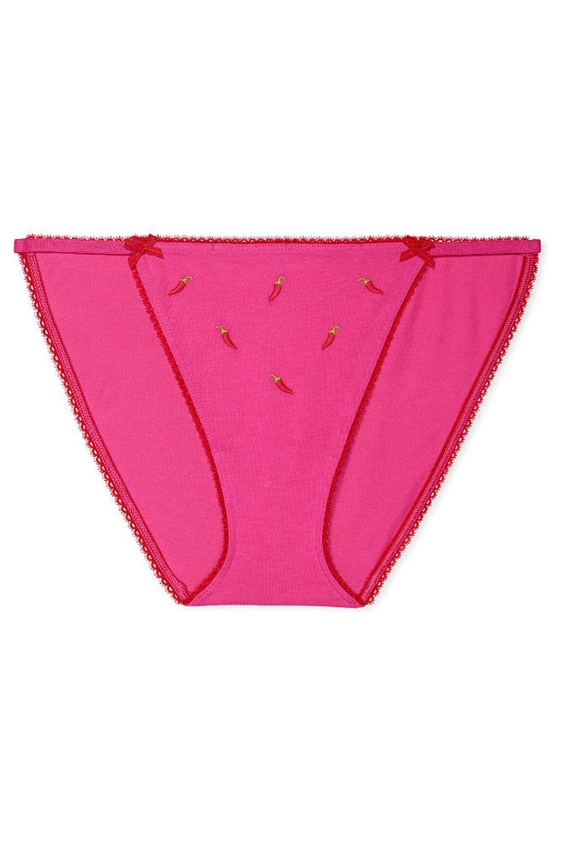 Victoria's Secret Stretch Katoenen Stretch Katoenen String Bikini Knickers Grijs | 72581-RJFM