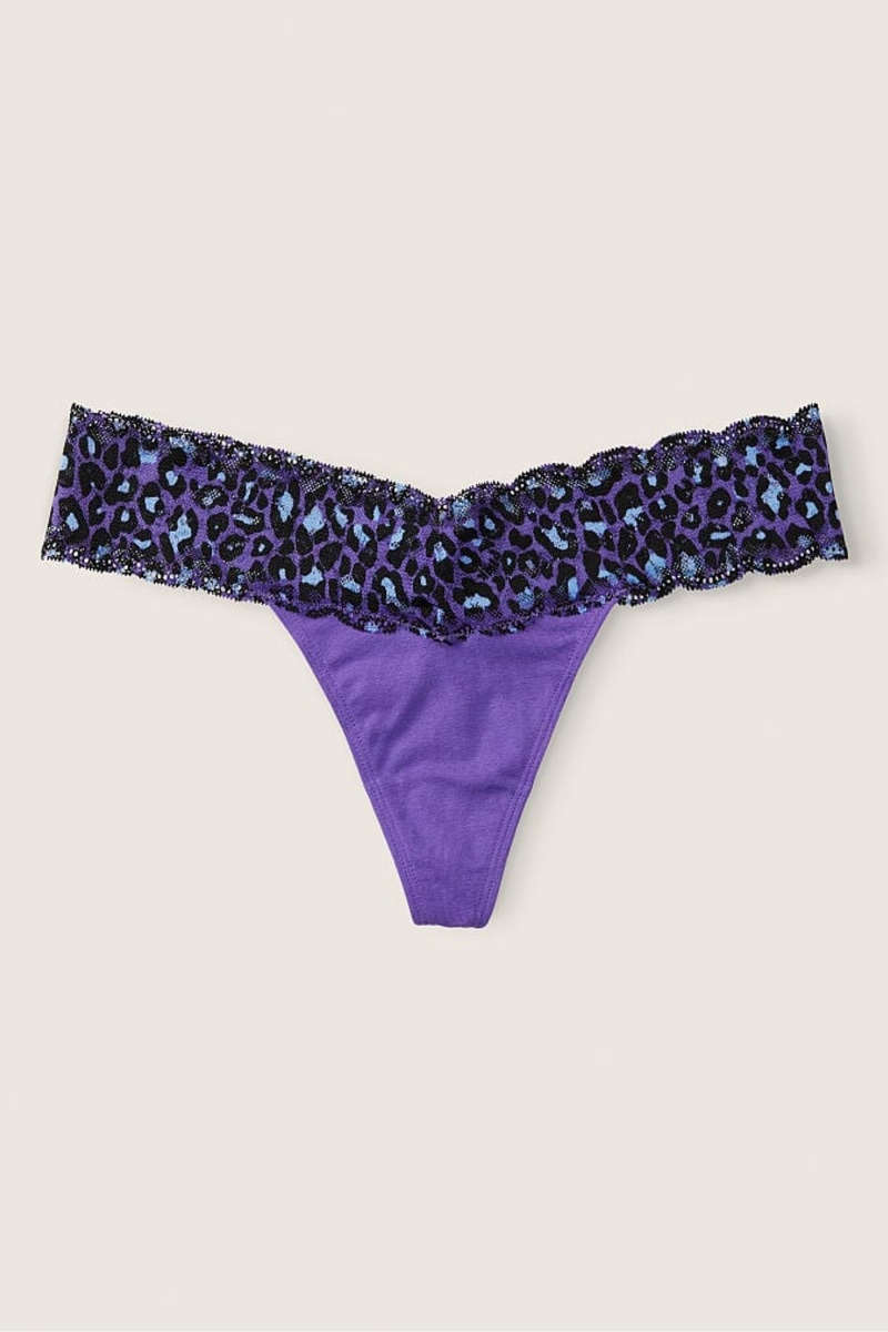 Victoria\'s Secret The Lacie Everyday Kanten Trim String Knickers Blauw | 05912-EDZR