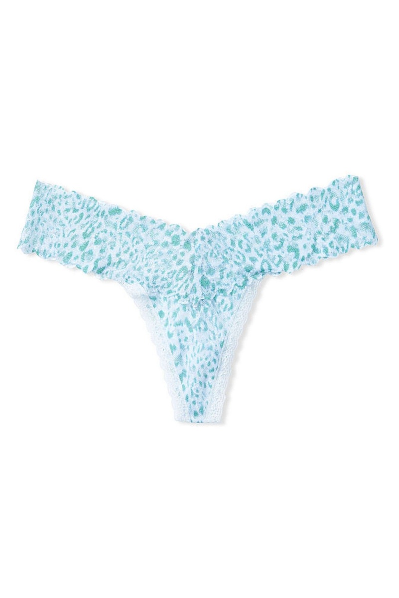 Victoria's Secret The Lacie Kanten String Knickers Blauw | 95348-KRYZ