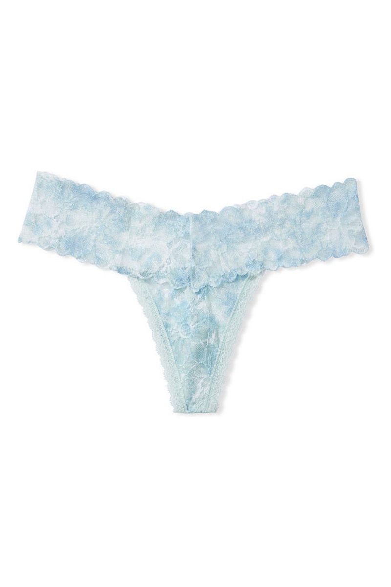 Victoria's Secret The Lacie Kanten String Knickers Blauw | 81926-TXNQ