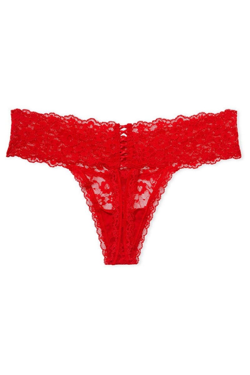 Victoria's Secret The Lacie Kanten String Knickers Zwart | 91368-OTLZ