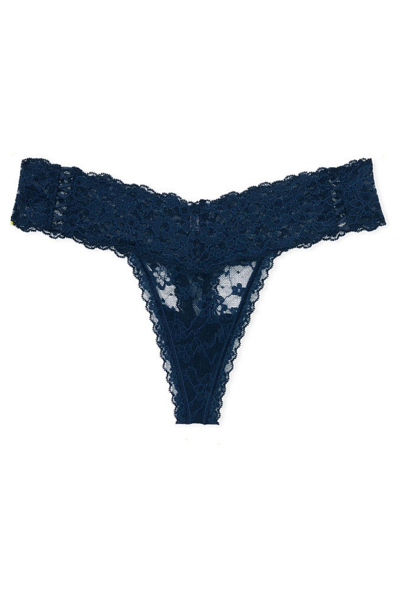 Victoria's Secret The Lacie Kanten String Knickers Zwart | 93706-XLRK