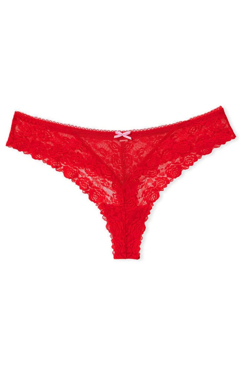 Victoria's Secret The Lacie Kanten String Knickers Rood | 92438-ONBF