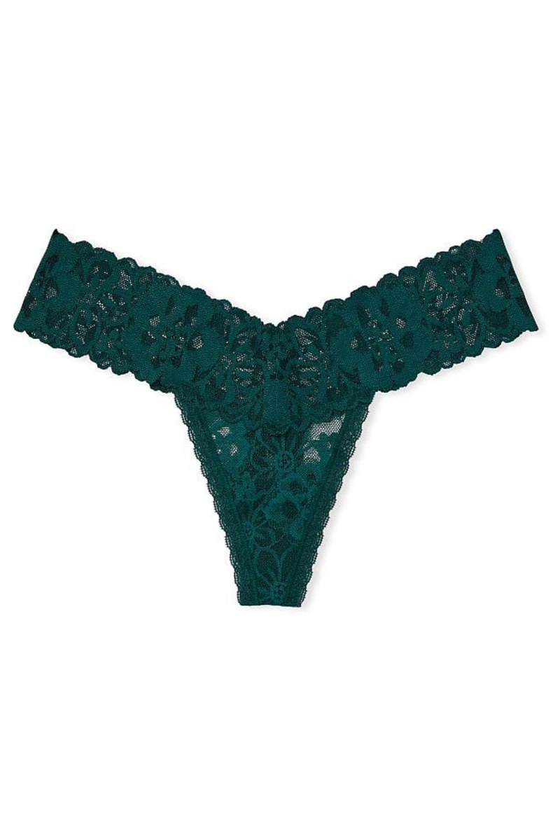 Victoria's Secret The Lacie Kanten String Knickers Zwart | 26743-HEJB