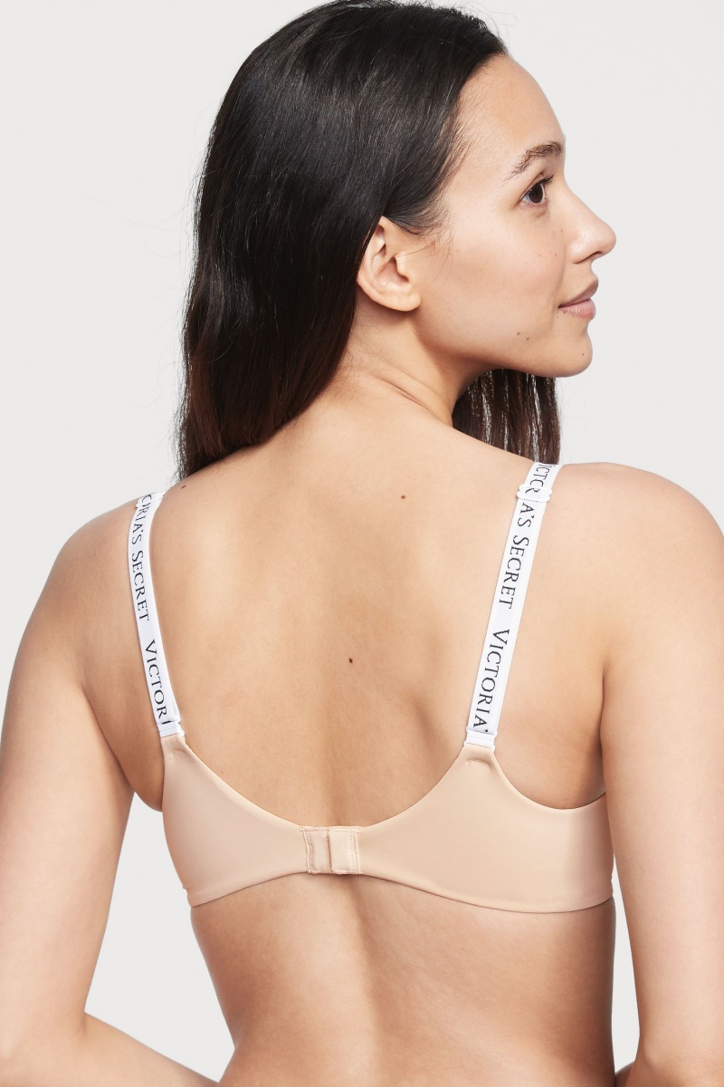 Victoria's Secret The T-Shirt Full Coverage Push Up Logo Bra Champagne Nude | 19436-EMHL