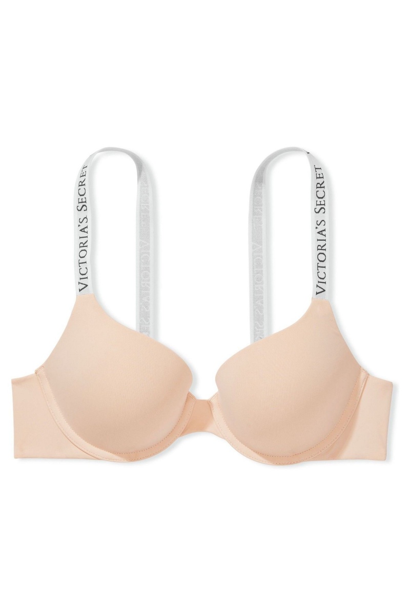 Victoria's Secret The T-Shirt Full Coverage Push Up Logo Bra Champagne Nude | 19436-EMHL