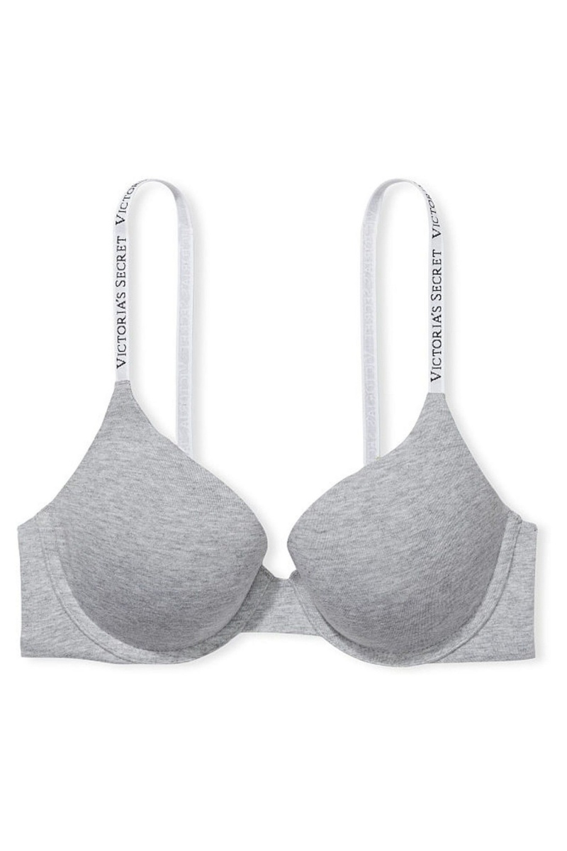 Victoria's Secret The T-Shirt Full Coverage Push Up Logo Bra Grijs | 74398-FVOZ