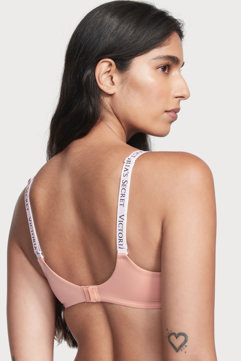 Victoria's Secret The T-Shirt Full Coverage Push Up Logo Bra Roze Roze | 19028-YBPC