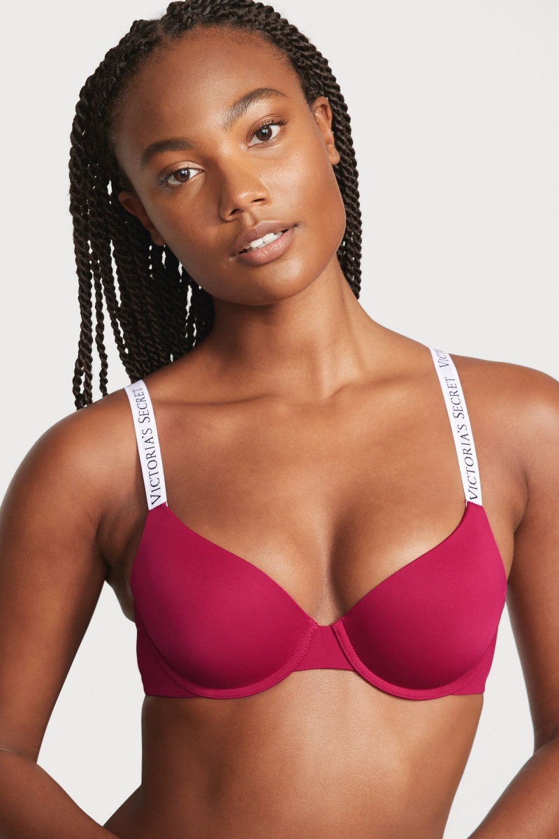 Victoria's Secret The T-Shirt Lightly Gevoerde Demi Logo Bra Rood | 34098-BZNA