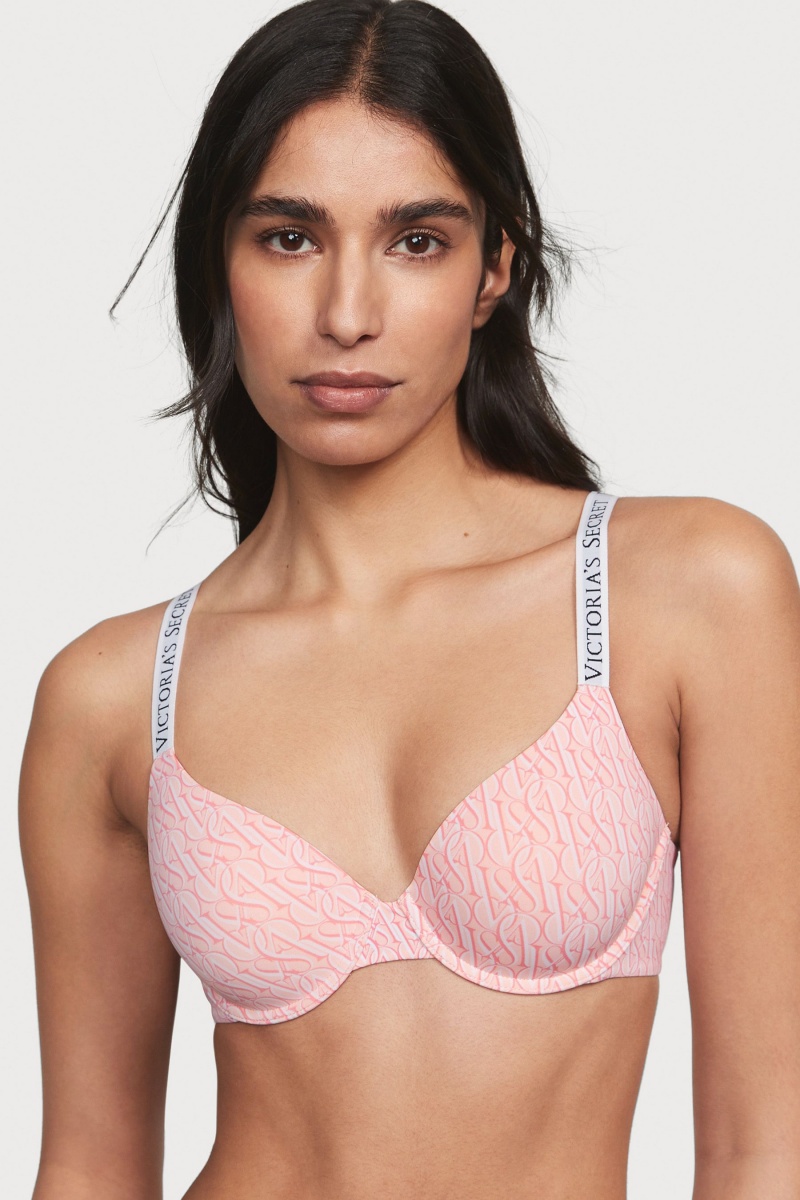 Victoria's Secret The T-Shirt Lightly Gevoerde Demi Logo Bra Roze | 38907-BNRQ