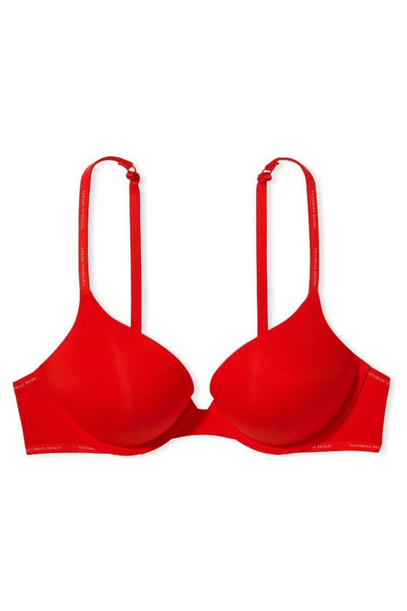 Victoria's Secret The T-Shirt Lightly Gevoerde Logo Riemen Full Cup Bra Rood | 94380-RHFD