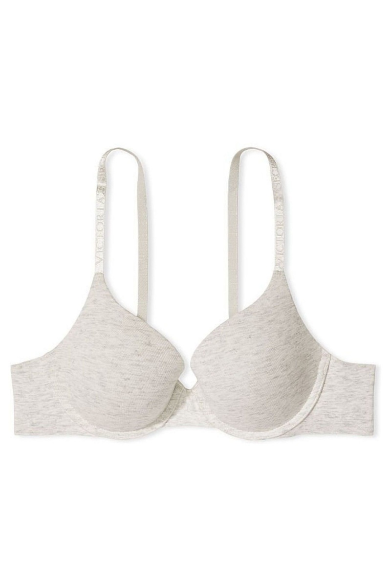 Victoria's Secret The T-Shirt Lightly Gevoerde Logo Riemen Full Cup Bra Grijs | 87924-PAFE