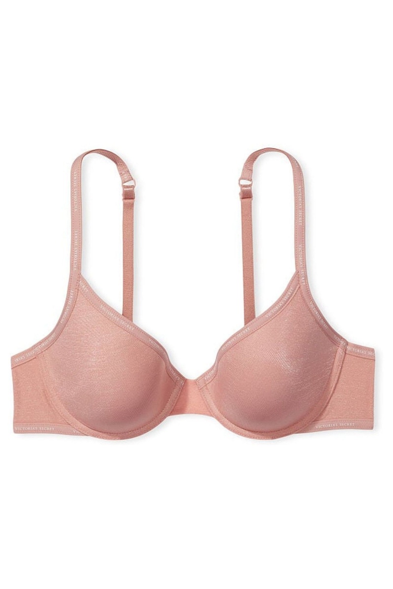 Victoria's Secret The T-Shirt Lightly Gevoerde Logo Riemen Full Cup Bra Roze | 59672-BQOJ