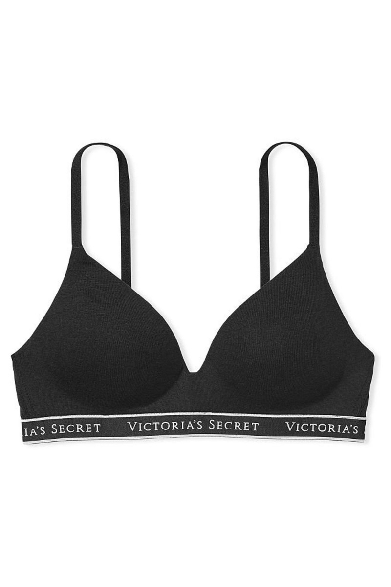 Victoria's Secret The T-Shirt Non Wired Logo T-Shirt Bra Zwart | 60512-QDKJ