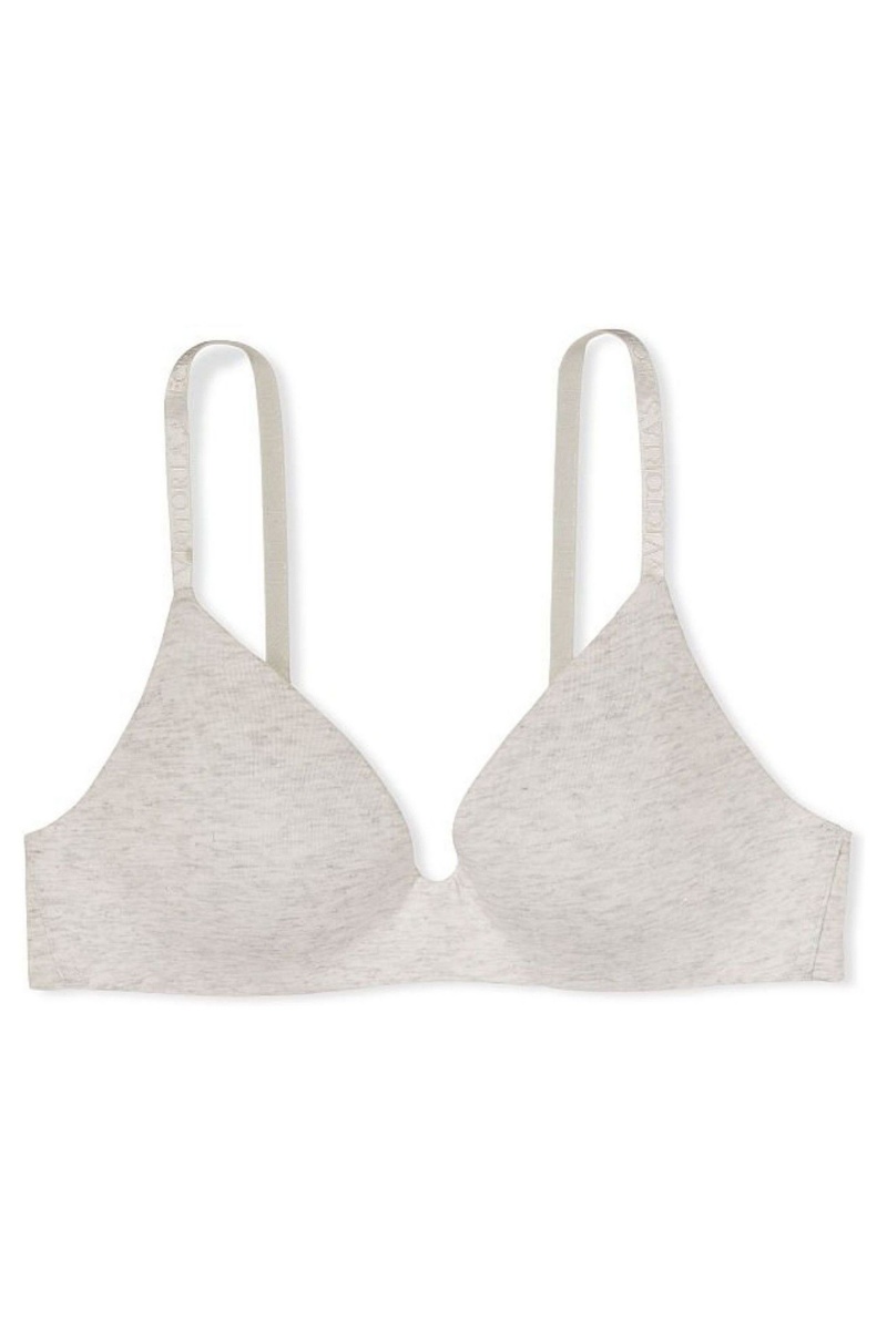 Victoria's Secret The T-Shirt Smooth Logo Riemen Lightly Gevoerde Non Wired T-Shirt Bra Grijs | 08572-ROPG