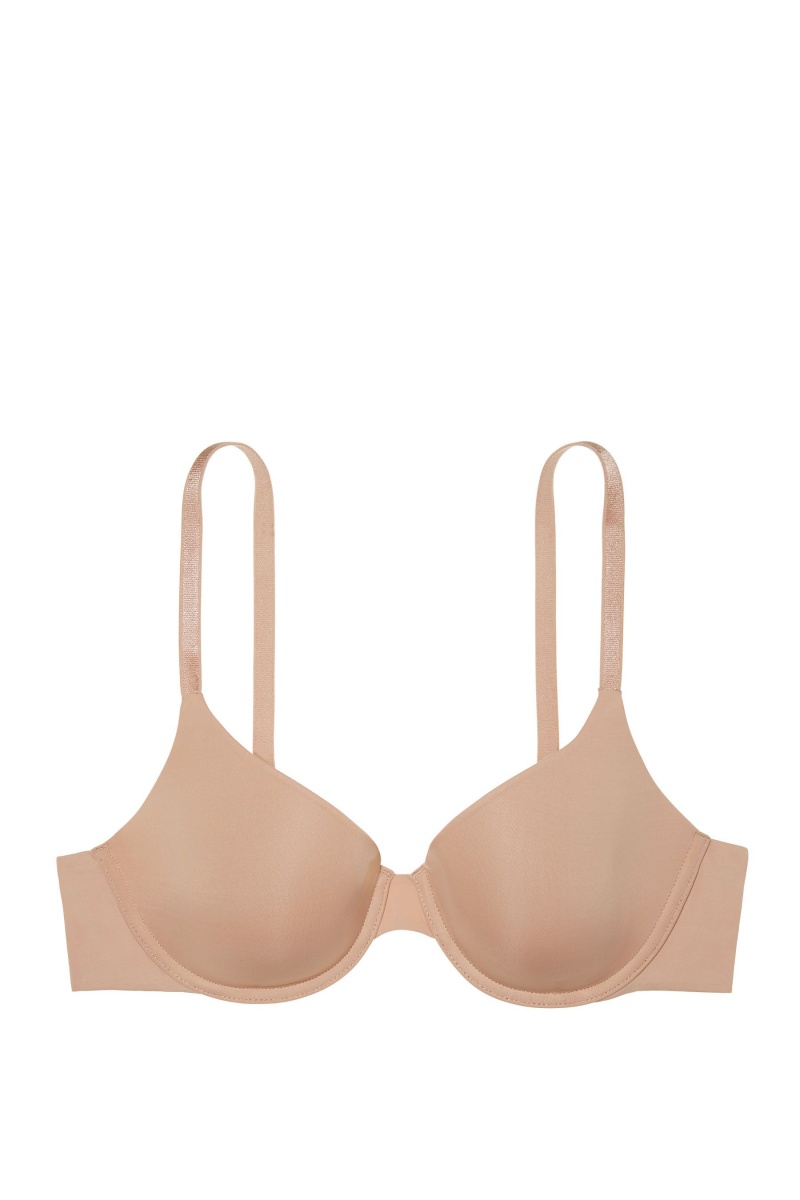 Victoria's Secret The T-Shirt Smooth Logo Riemen Light Gevoerde T-Shirt Bra Sweet Praline Nude | 21354-ZJFS