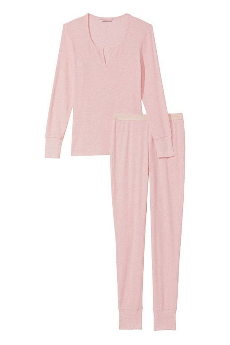 Victoria\'s Secret Thermal Long Sleeve Pyjamas Zwart Rood | 50492-BOXP