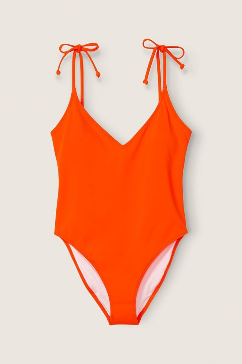 Victoria's Secret V Neck Open Back Swimsuit Bright Tomato | 94587-NFYL