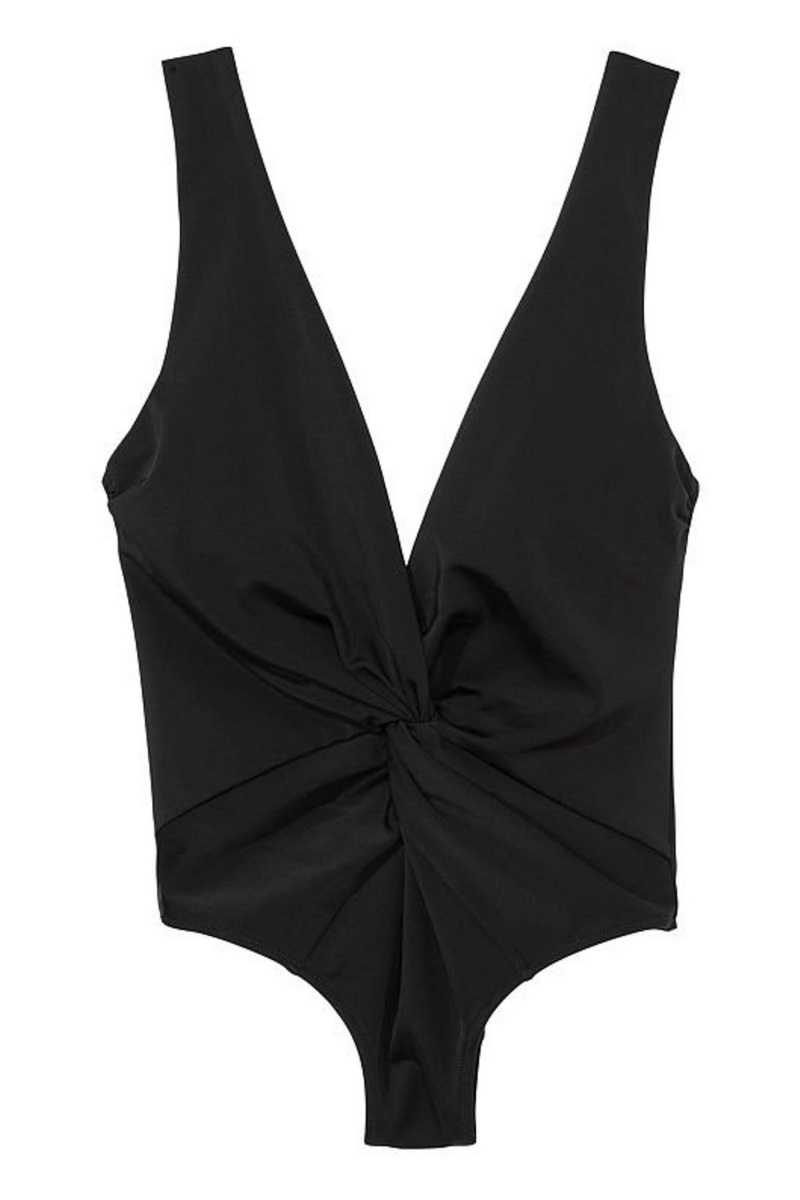 Victoria's Secret V Neck Plunge Open Back Swimsuit Zwart | 83469-OVFP