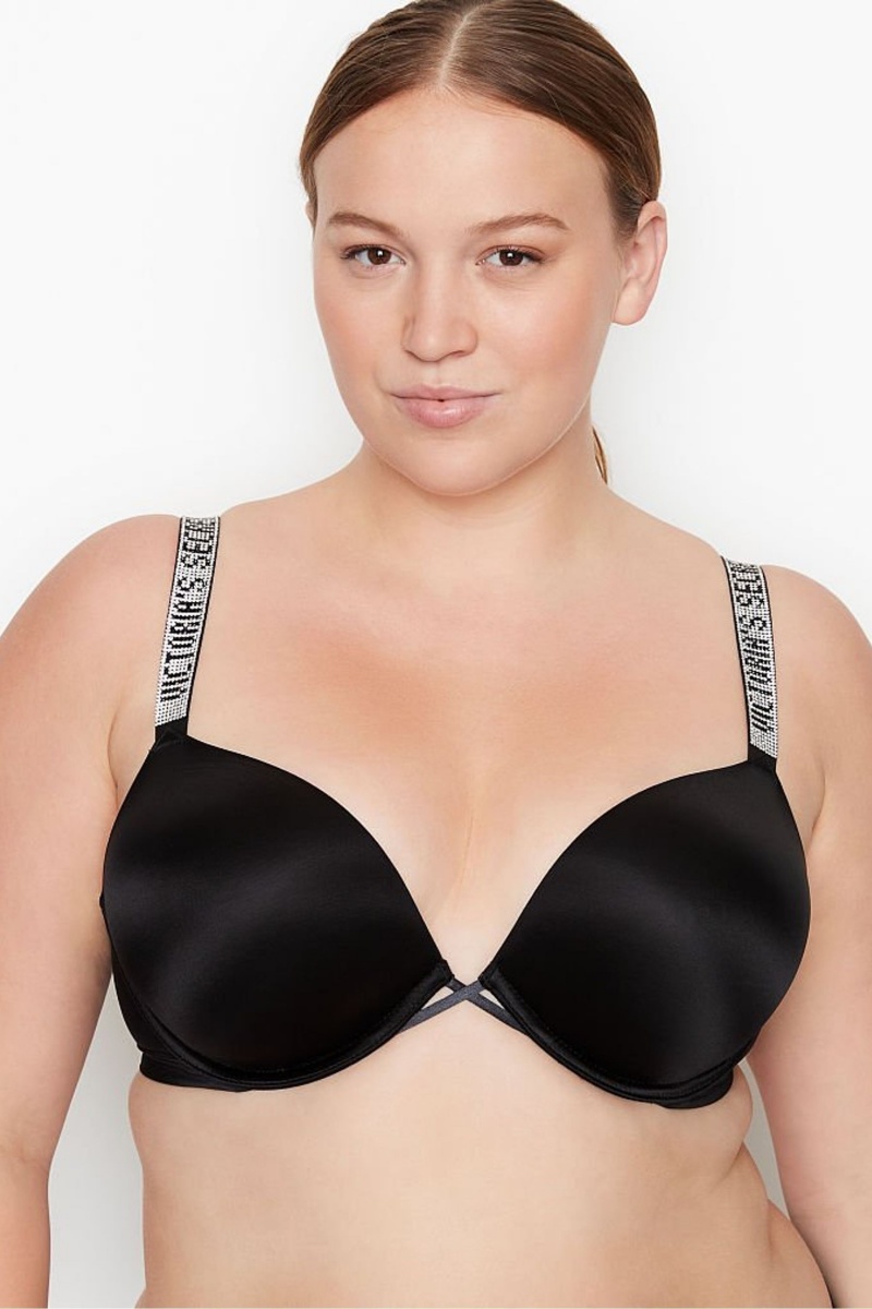 Victoria\'s Secret Very Sexy Add 2 Cups Shine Riemen Smooth Push Up Bra Zwart | 20396-ARGW