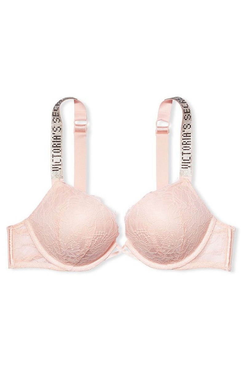 Victoria's Secret Very Sexy Bombshell Add 2 Cups Shine Riemen Kanten Push Up Bra Roze | 10586-PZKF