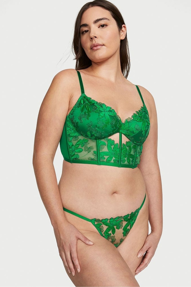 Victoria's Secret Very Sexy Embroidered Crotchless Brazilian Knickers Groen | 69725-UEIY