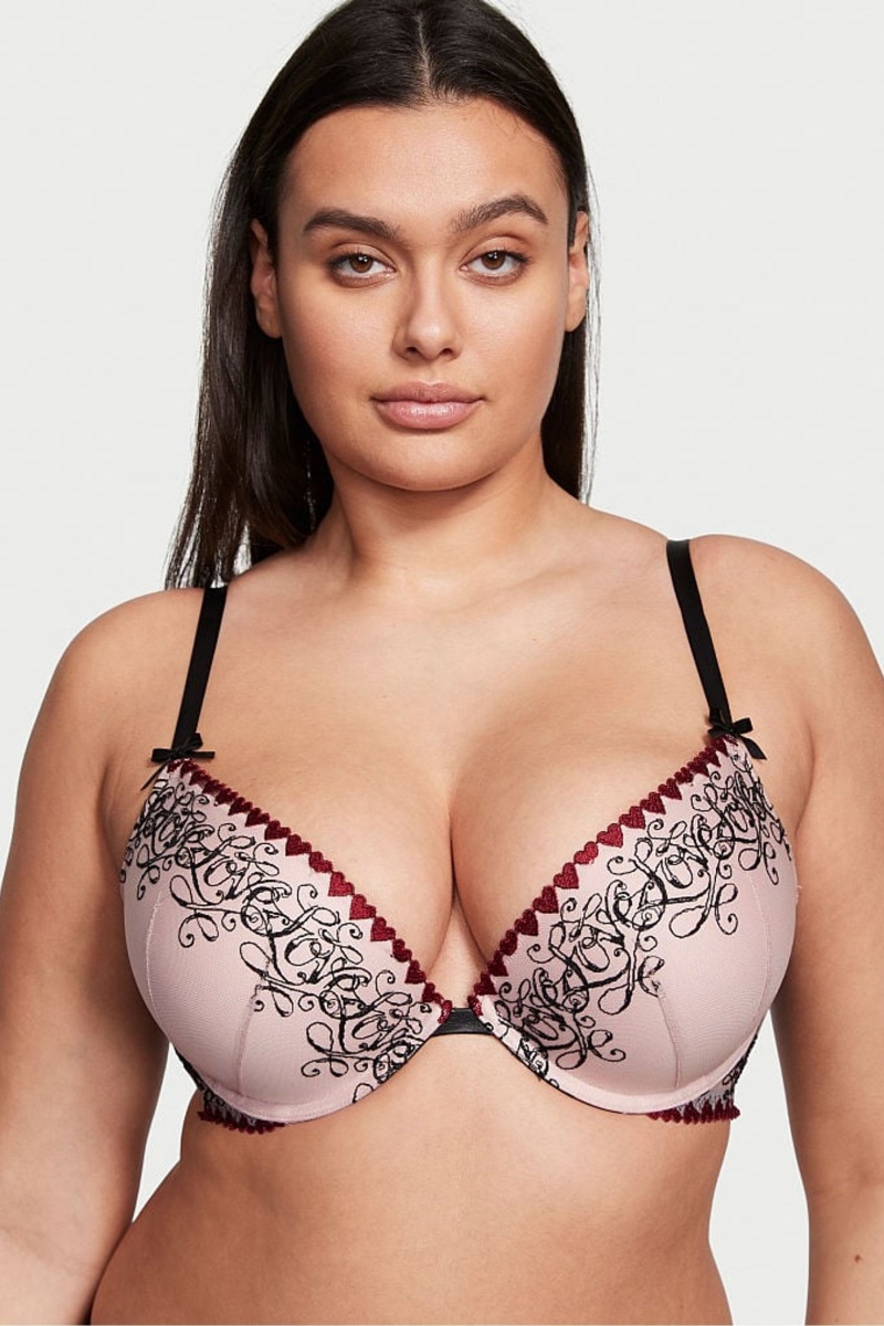 Victoria\'s Secret Very Sexy Embroidery Push Up Bra Roze | 05624-NDYM