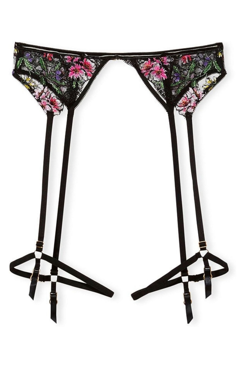 Victoria\'s Secret Very Sexy Floral Embroidered Garter Belt Zwart | 57102-NKWY