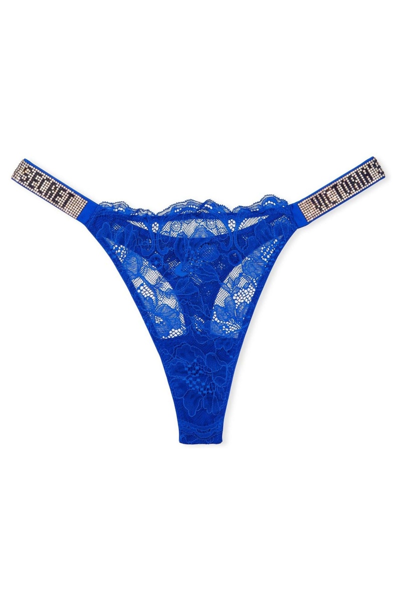 Victoria's Secret Very Sexy Kanten Shine Riemen String Knickers Zwart | 91830-FUWJ