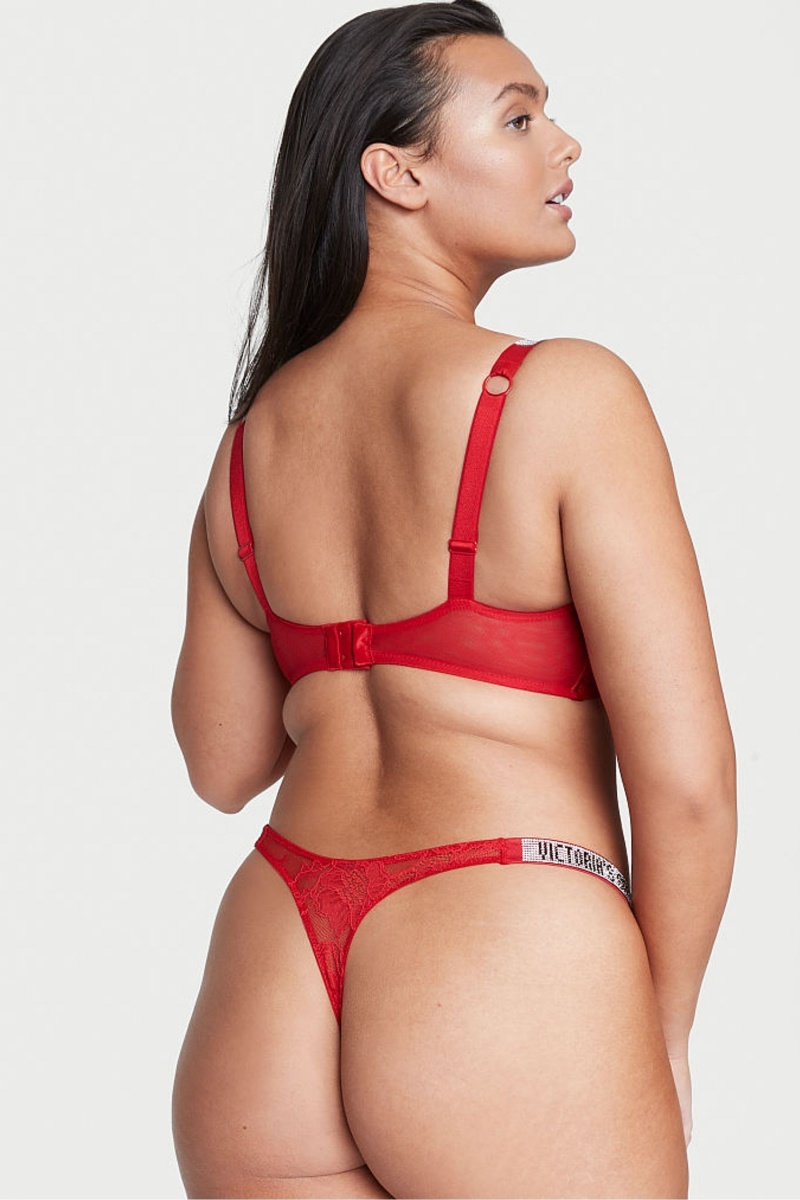 Victoria's Secret Very Sexy Kanten Shine Riemen String Knickers Rood | 02514-EVOX