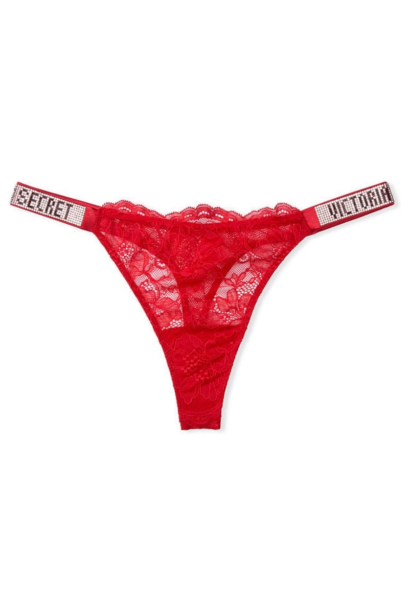 Victoria's Secret Very Sexy Kanten Shine Riemen String Knickers Rood | 02514-EVOX