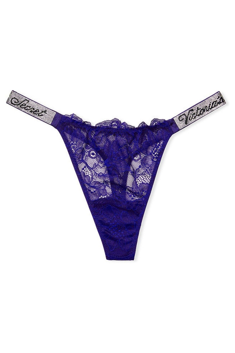 Victoria's Secret Very Sexy Kanten Shine Riemen String Knickers Zwart | 48052-FAVM