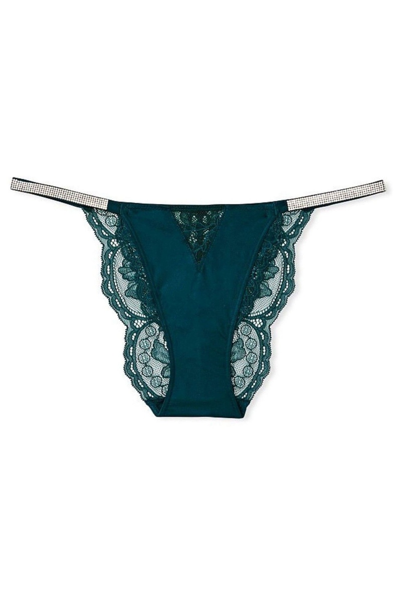 Victoria\'s Secret Very Sexy Kanten Shine Riemen String Knickers Zwart Groen | 24901-UDBR