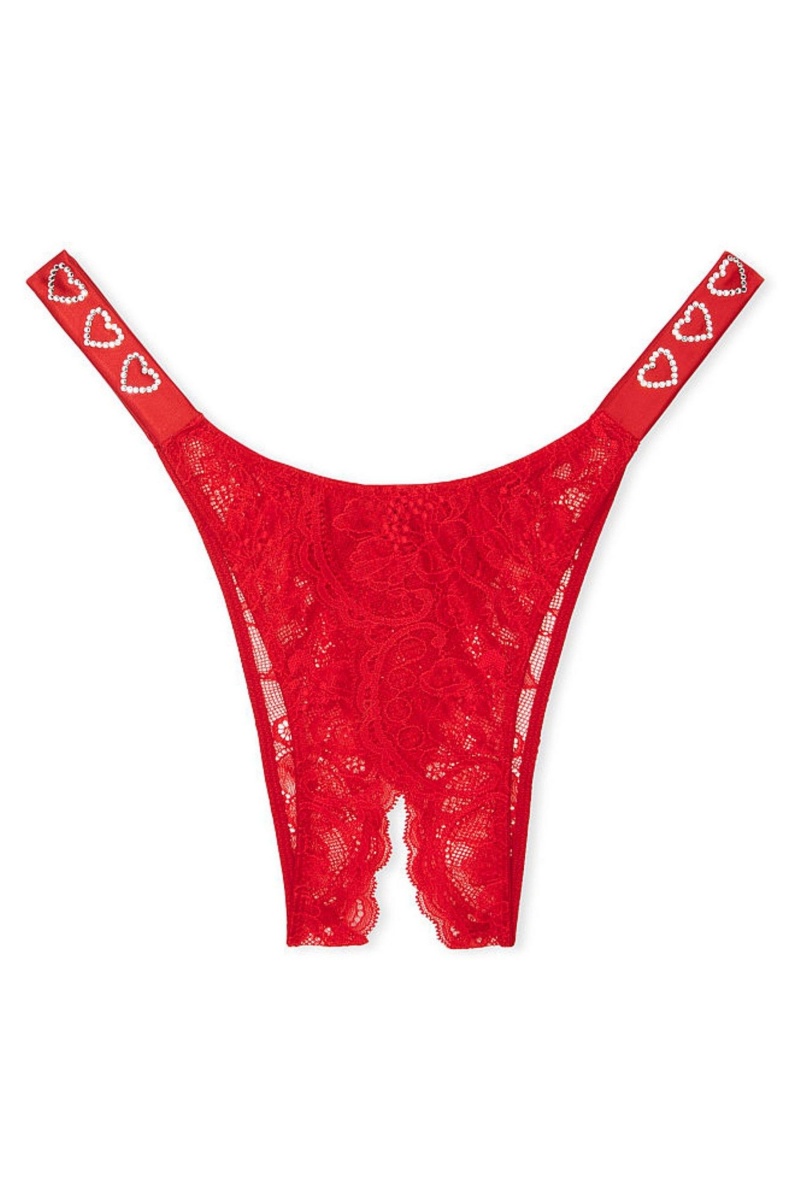 Victoria's Secret Very Sexy Kanten Shine Riemen Brazilian Knickers Rood | 32609-UVFK