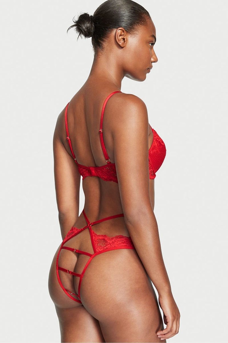 Victoria's Secret Very Sexy Kanten String Knickers Rood | 91203-CRGK