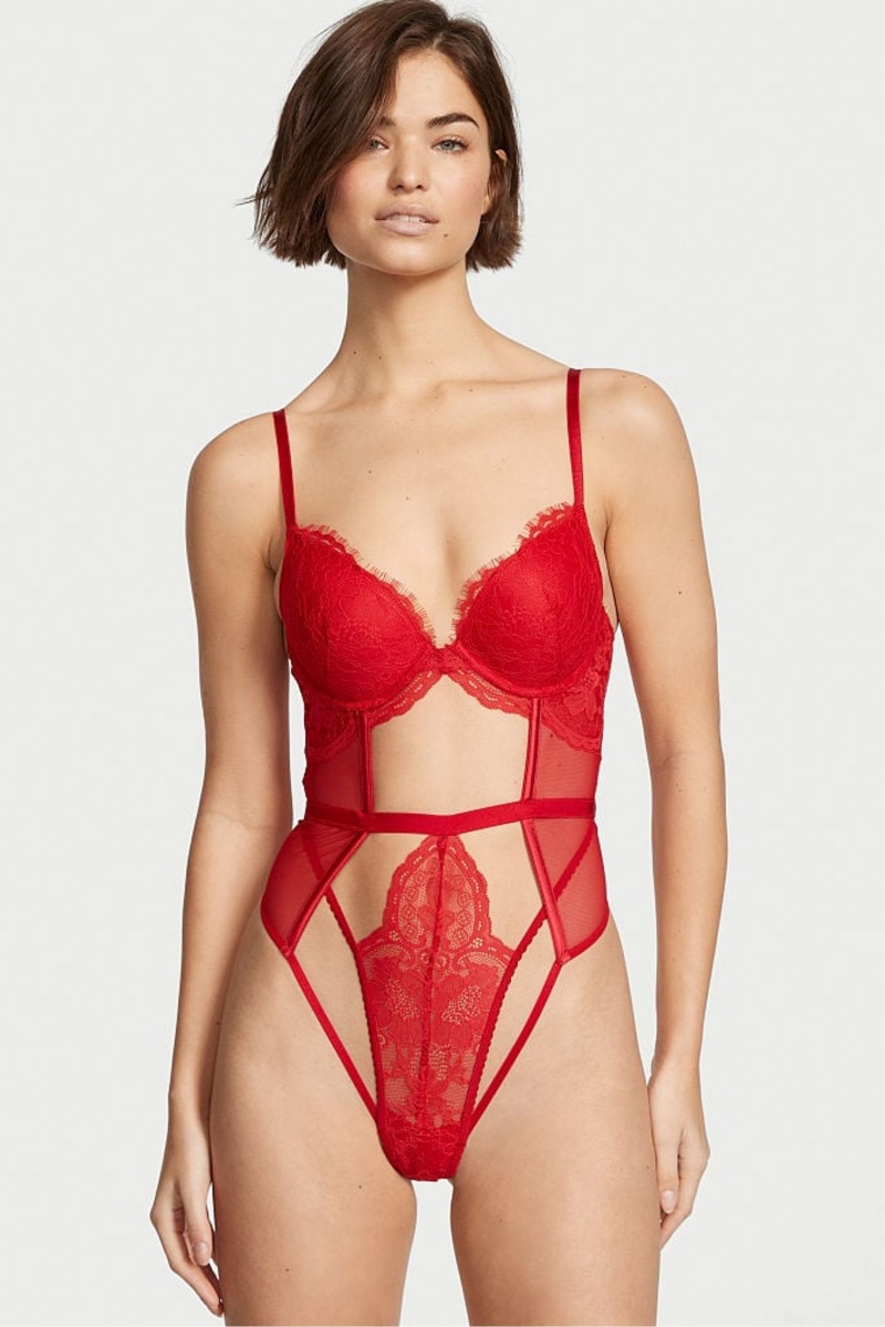 Victoria\'s Secret Very Sexy Pushup Teddy Rood | 63978-DKOZ