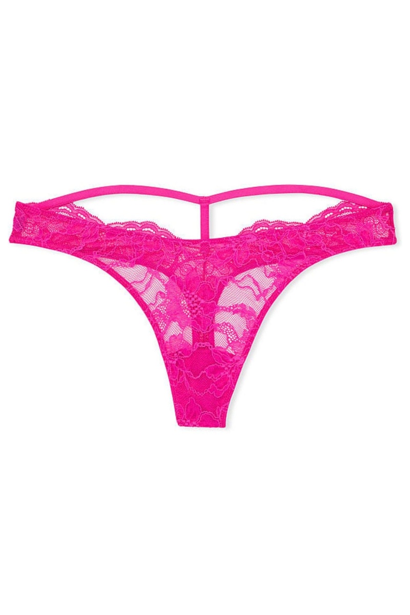 Victoria's Secret Very Sexy Shine Riemen Cutout Back String Knickers Fuchsie Roze | 07516-HYSR