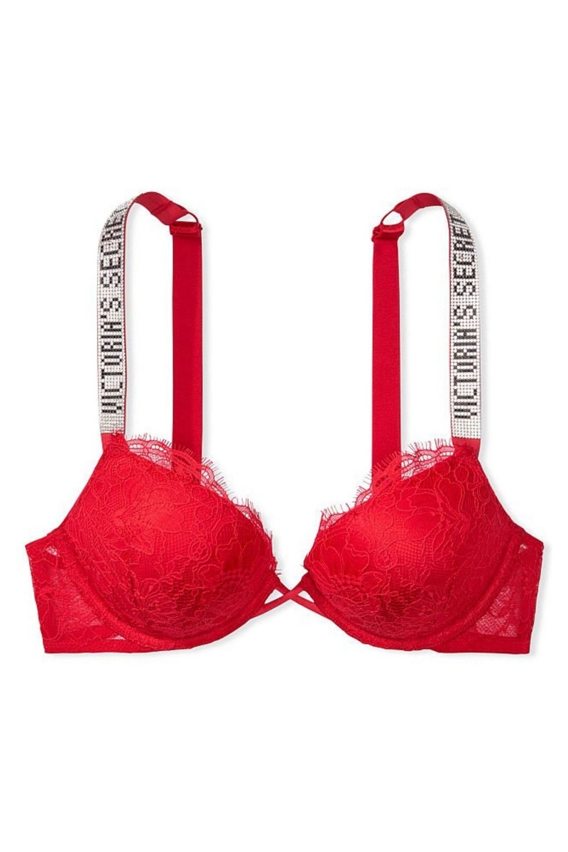 Victoria's Secret Very Sexy Shine Riemen Add 2 Cups Bombshell Bra Rood | 03452-DUJE