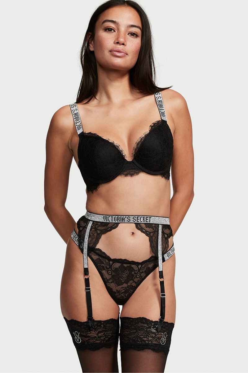 Victoria\'s Secret Very Sexy Shine Riemen Suspenders Zwart | 36708-UZIB